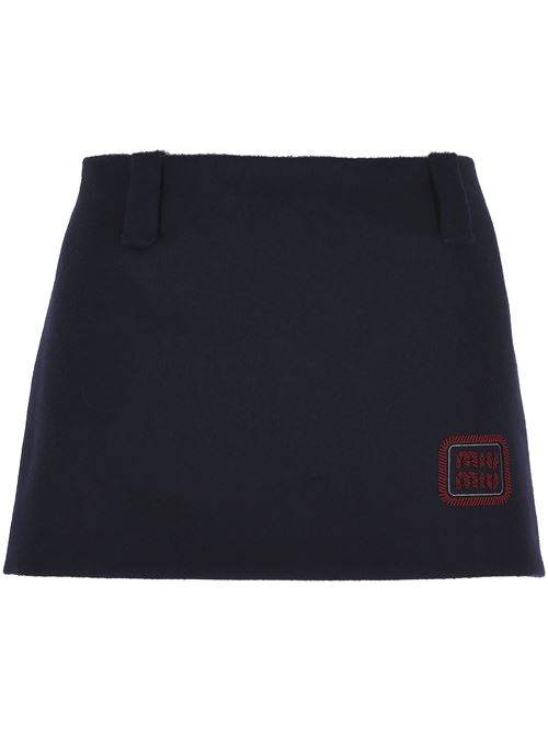 Navy blue velour mini skirt MIU MIU | MG2149S-OOO125QF0008